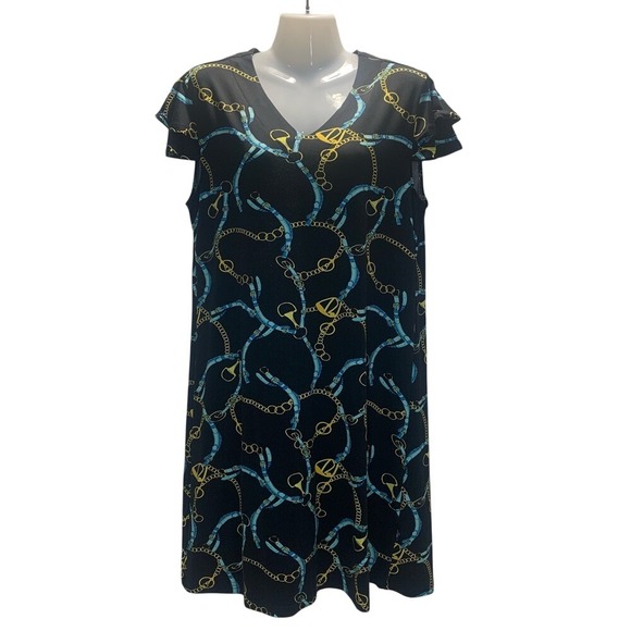 Banana Republic Dresses & Skirts - Banana Boat Black and Blue Casual Midi Dress/Coverup with Crew Neck‎